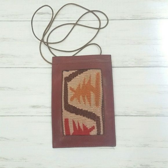 Trade Routes Wool Tapestry and Leather Bag - Picture 2 of 8